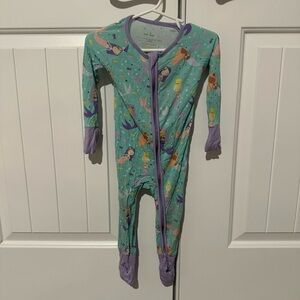 Little Sleepies Green and Purple Footies with Mermaid Print